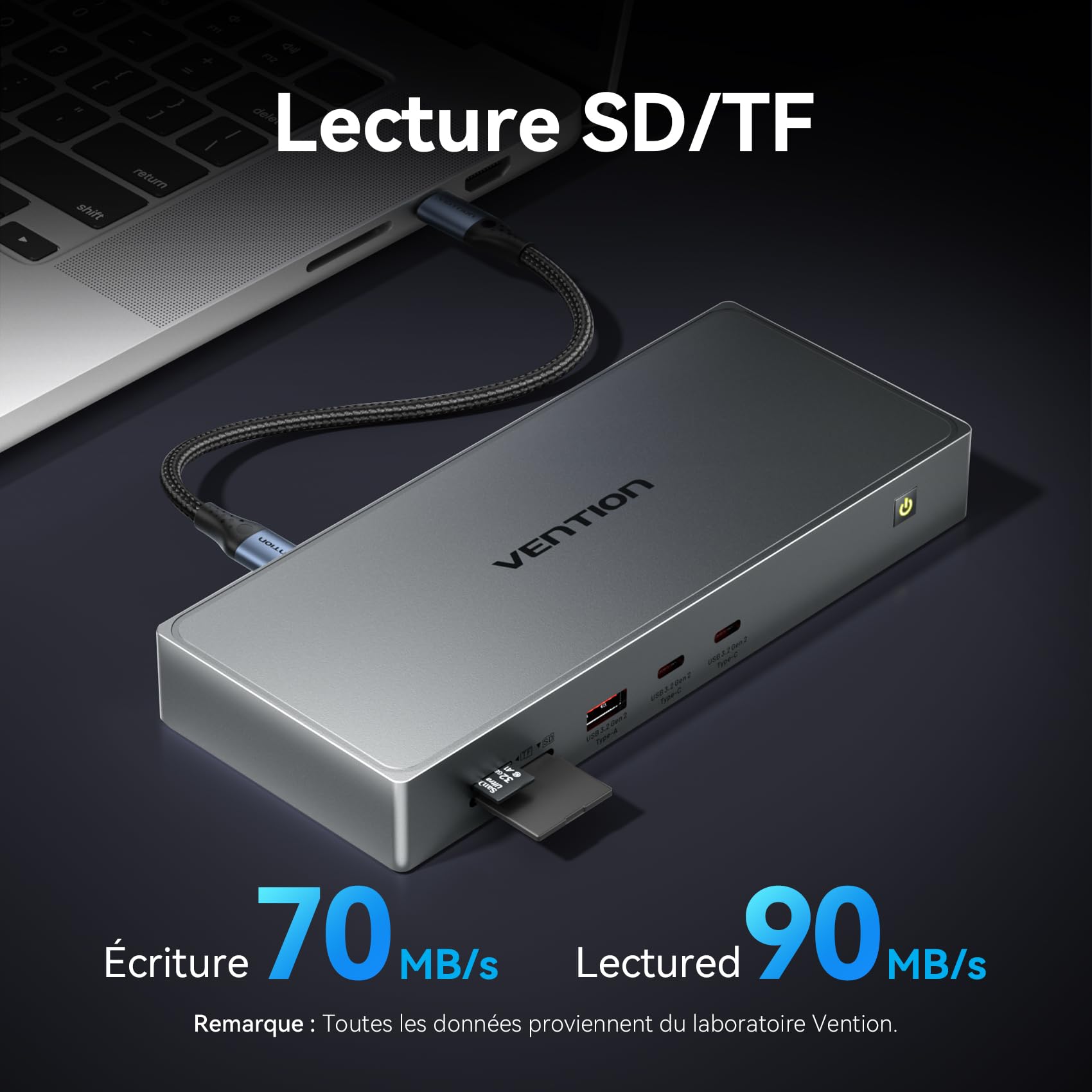 VENTION Station d'accueil USB C/A 11 en 1 pour Ordinateur Portable, Docking Station DisplayLink Double Écran 4K@60Hz pour Mac M1-M4,10Gbps, HDMI, DP, PD100W, SD/TF RJ45, Compatible Mac Mini/AIR M4