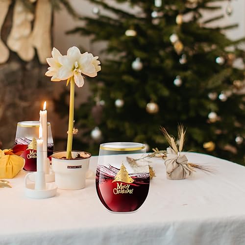 Miniatura 50 de SUT Copas de vino desechables transparentes sin tallo, vasos irrompibles de 12 onzas, paquete de 32 unidades, inastillables, reciclables, vasos