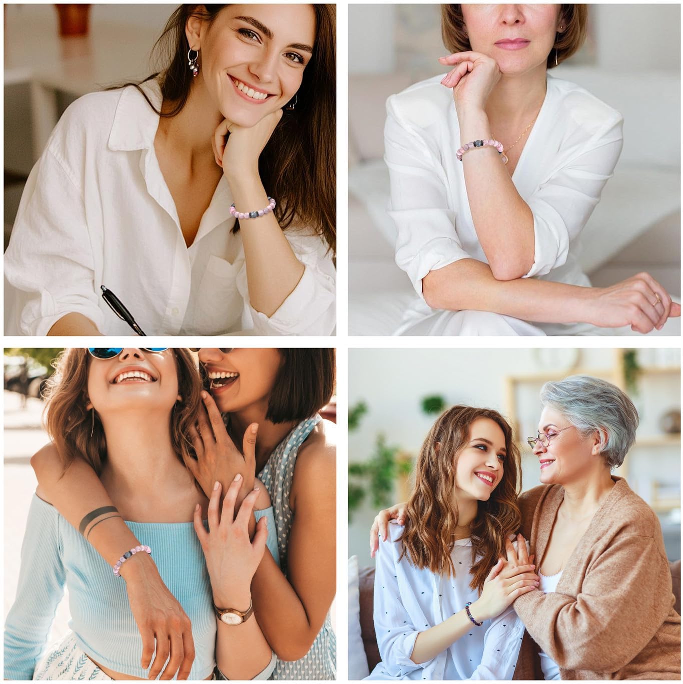 MAIBAOTA Heartfelt Birthday Gifts for Mom/Auntie/Sister/Daughter/Grandma/Best Friend Natural Moonstone Bracelet 8 mm Stretch Bracelets Mothers Day Jewelry Gifts for Women