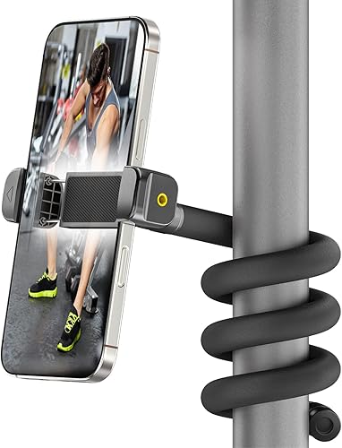 Uogw Soporte de teléfono para cinta de correr, cochecito, bicicleta, carrito de golf, carrito de compras, soporte de teléfono de brazo largo de