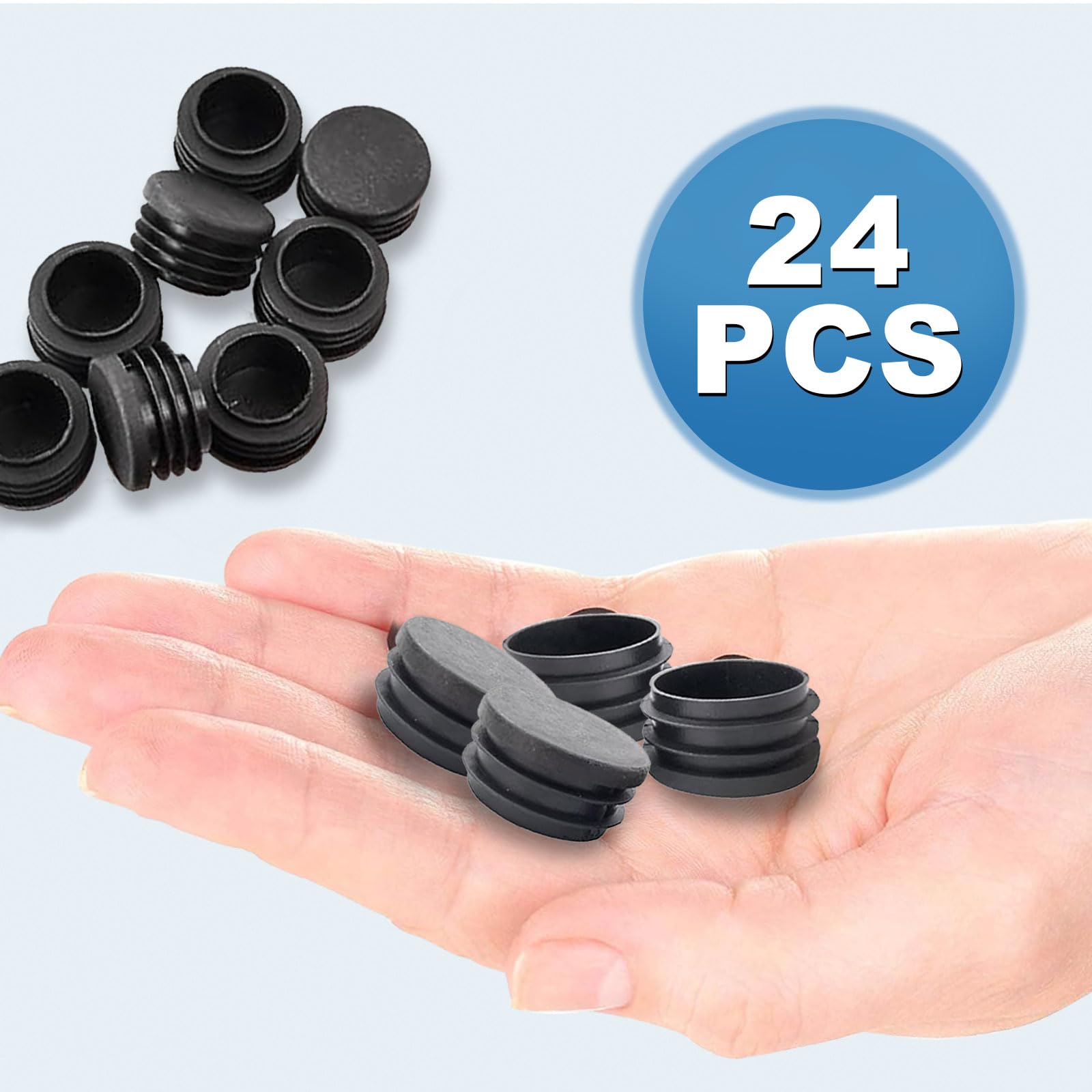 Tappi lamellari rotondi da 22 mm, tappi rotondi in plastica PE, colore nero, 12 tappi per tubi di diametro 22 mm per copertura tubi in acciaio inox per una protezione perfetta (24)
