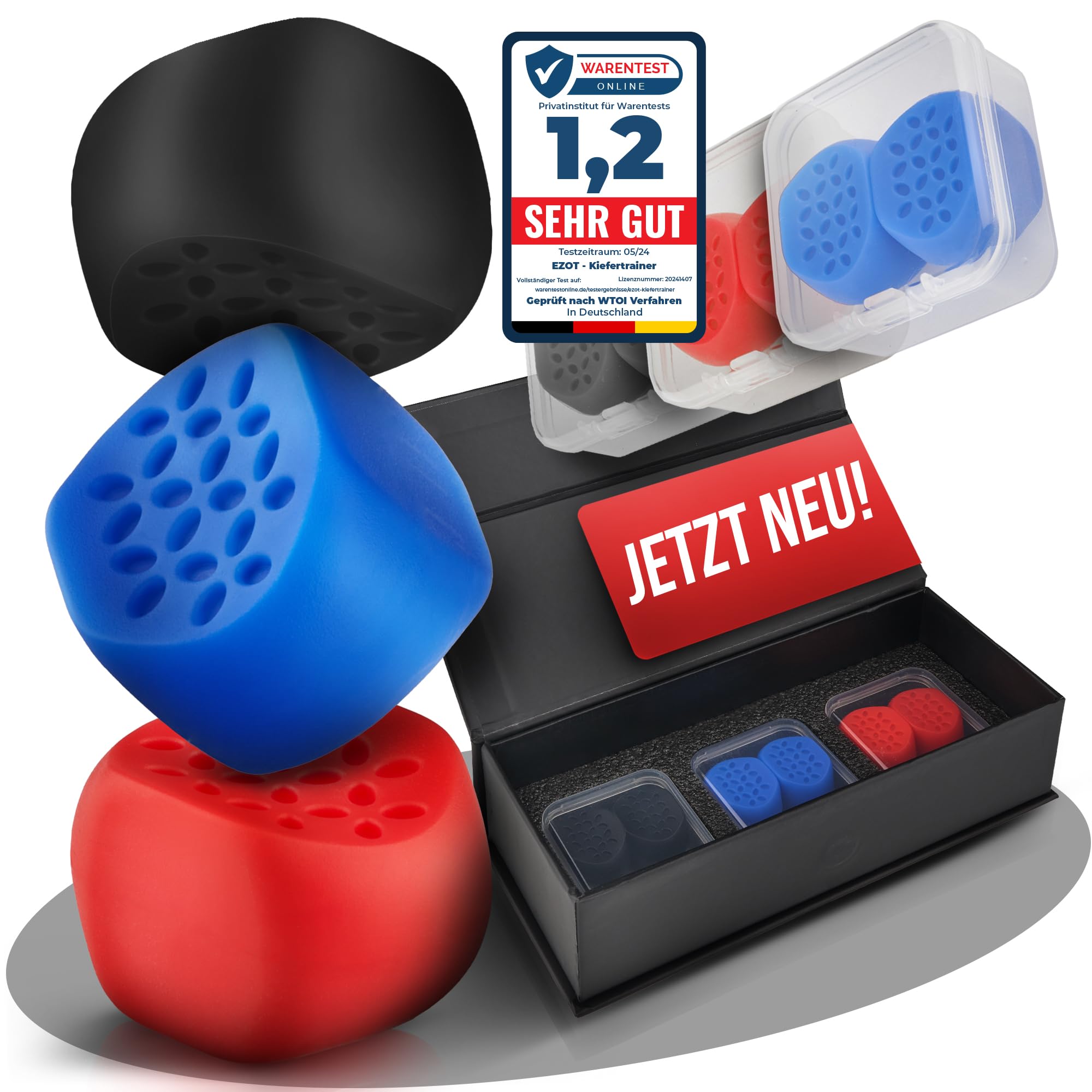 EZOT Jawline Trainer - Entrenador de mandíbula para hombres y mujeres, define la línea de la mandíbula y el entrenamiento facial con tóner jawliner, jaw exerciser para eliminar la papada, tres niveles