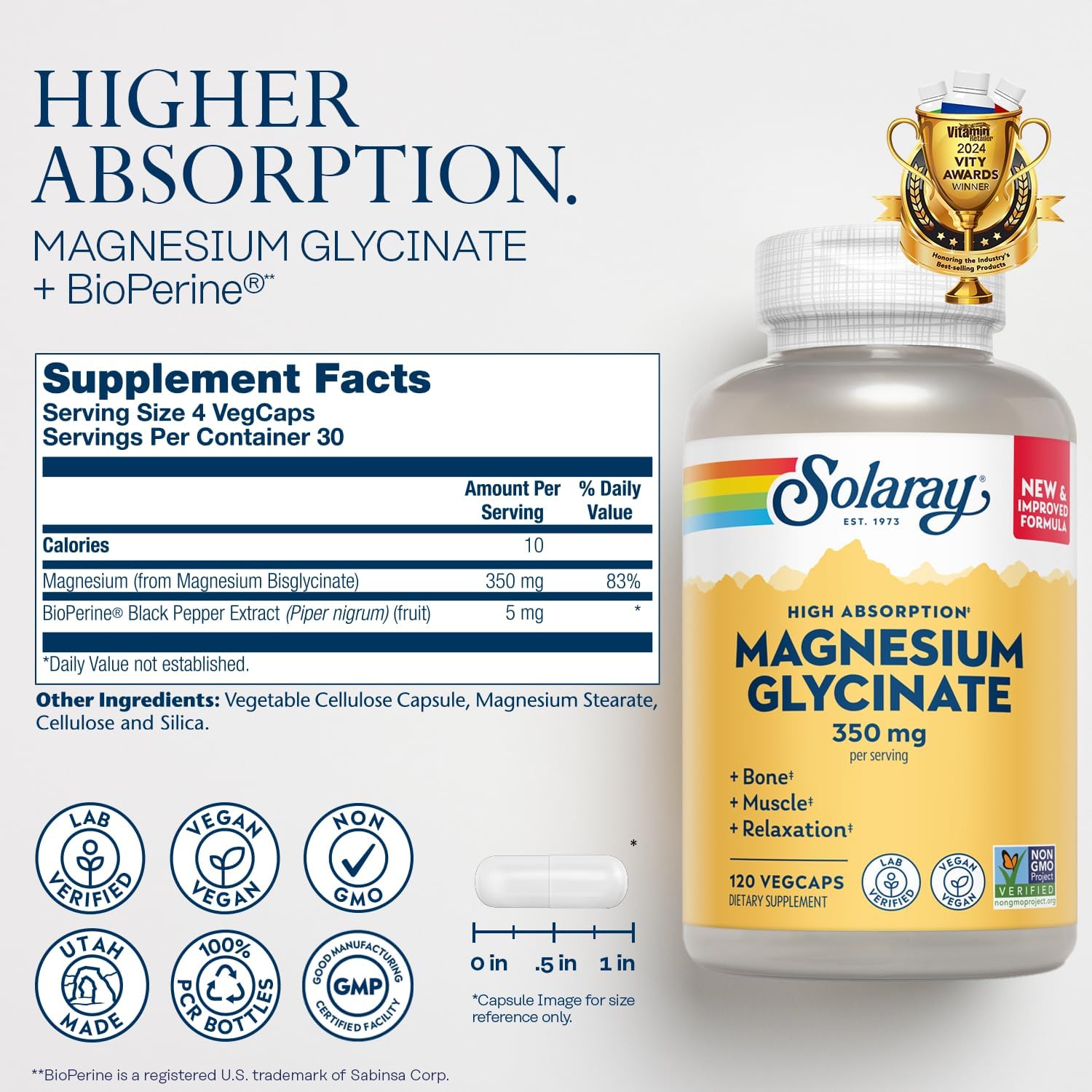 SOLARAY Vitamin D3 K2 and Magnesium Glycinate - Bone Health Bundle - Calcium Absorption, Nerve, Heart and Immune Support w/ 5000 IU Vitamin D, 350mg Chelated Magnesium, 60-Day Guarantee, 60ct/120ct