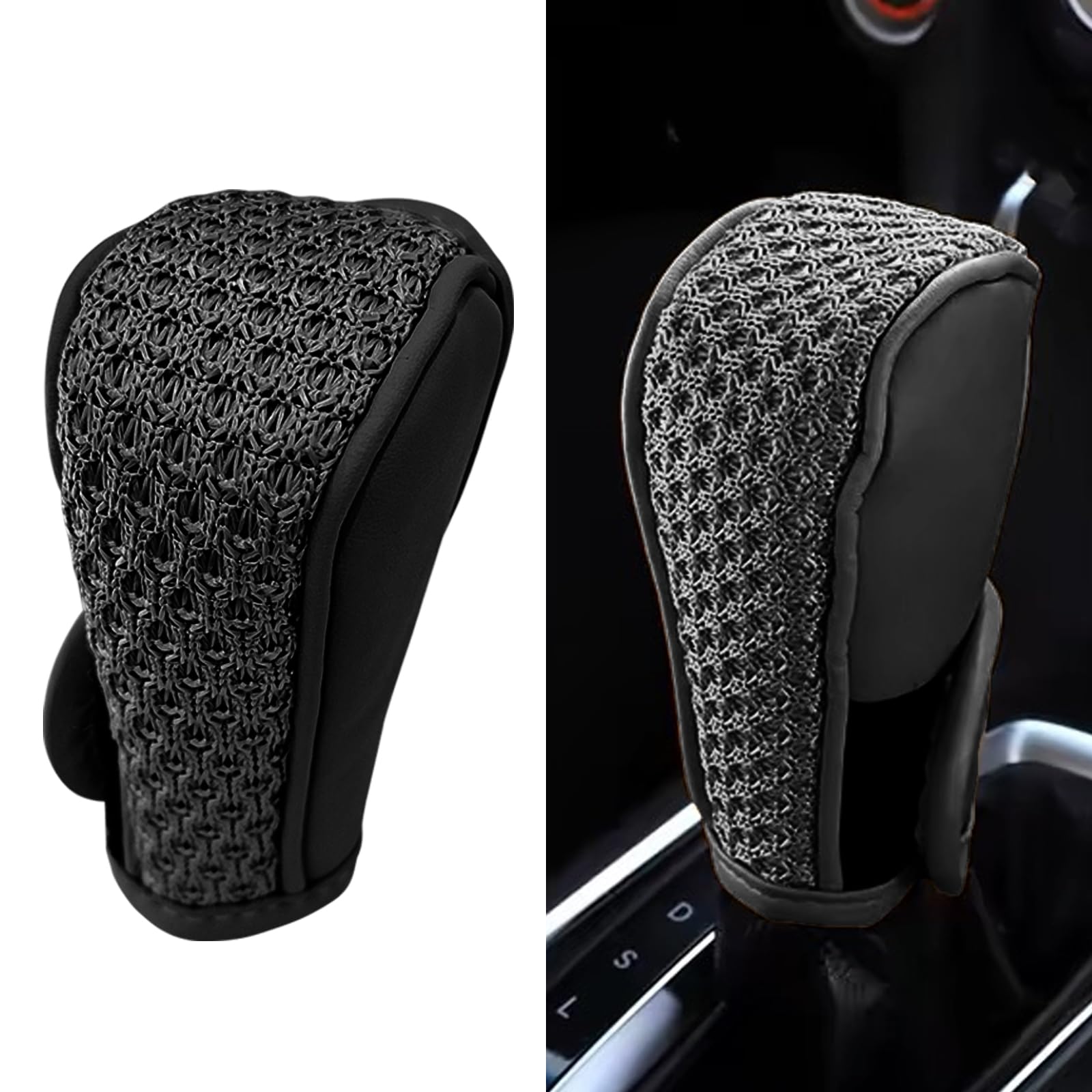 Gear Shift Knob Cover, Automotive Automatic/Manual Stick Shift Knob Cover, Anti-Slip Anti-Scratch Car Gear Shifter Cover, Universal Gear Shifting Handle Knob Protector for Car, SUV, Truck (Black)
