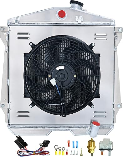 Miniatura 1 de KUUHLERSAT Radiador para Chevy Fleetline Fleetmaster Stylemaster 1943-1948 Car Sedan Coupe 3.5L L6, 4 filas de radiador de aluminio +