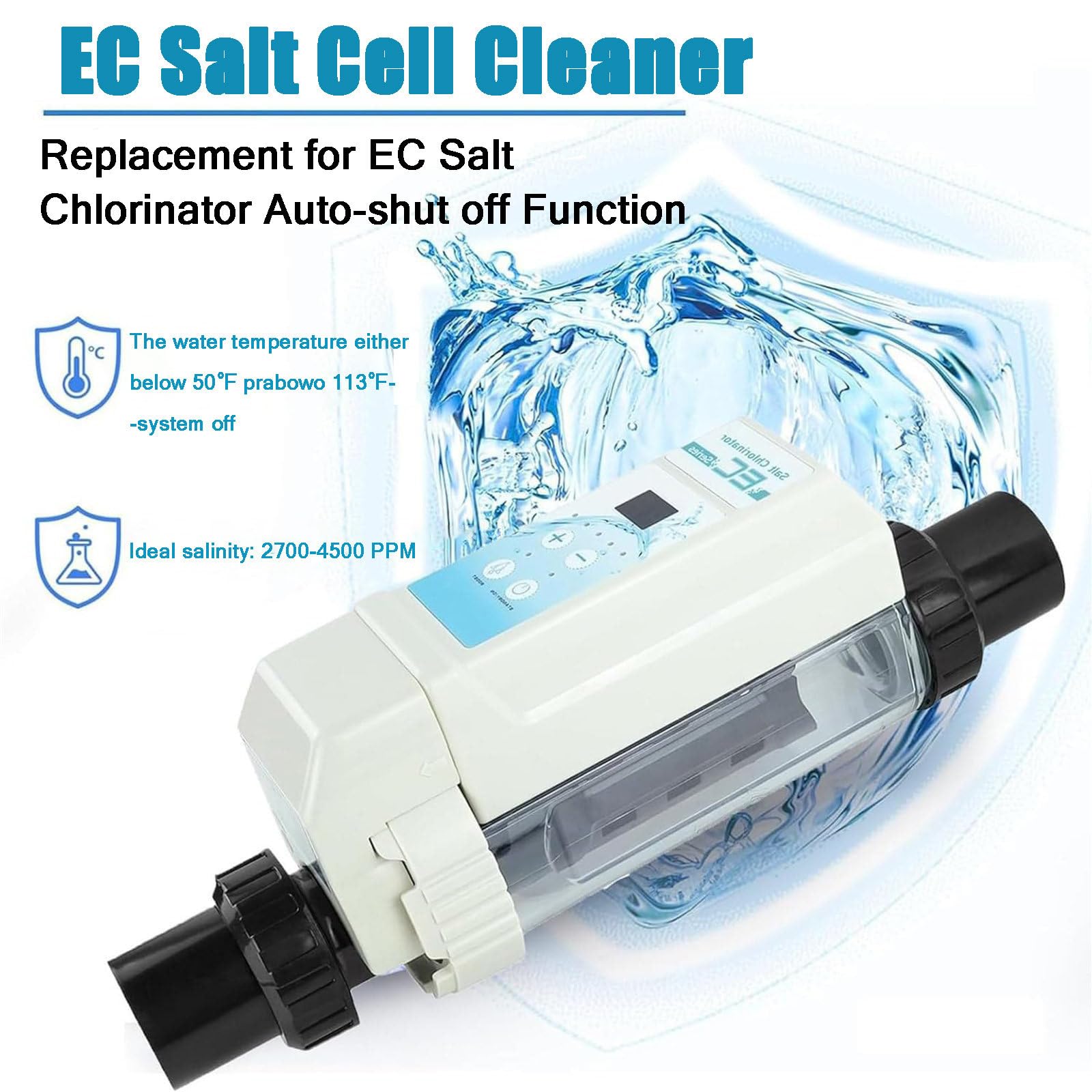 Système générateur de chlore salé, chlorinateur électrolytique 20 g/h pour piscines creusées et spas, compatible avec les piscines jusqu'à 85 m³