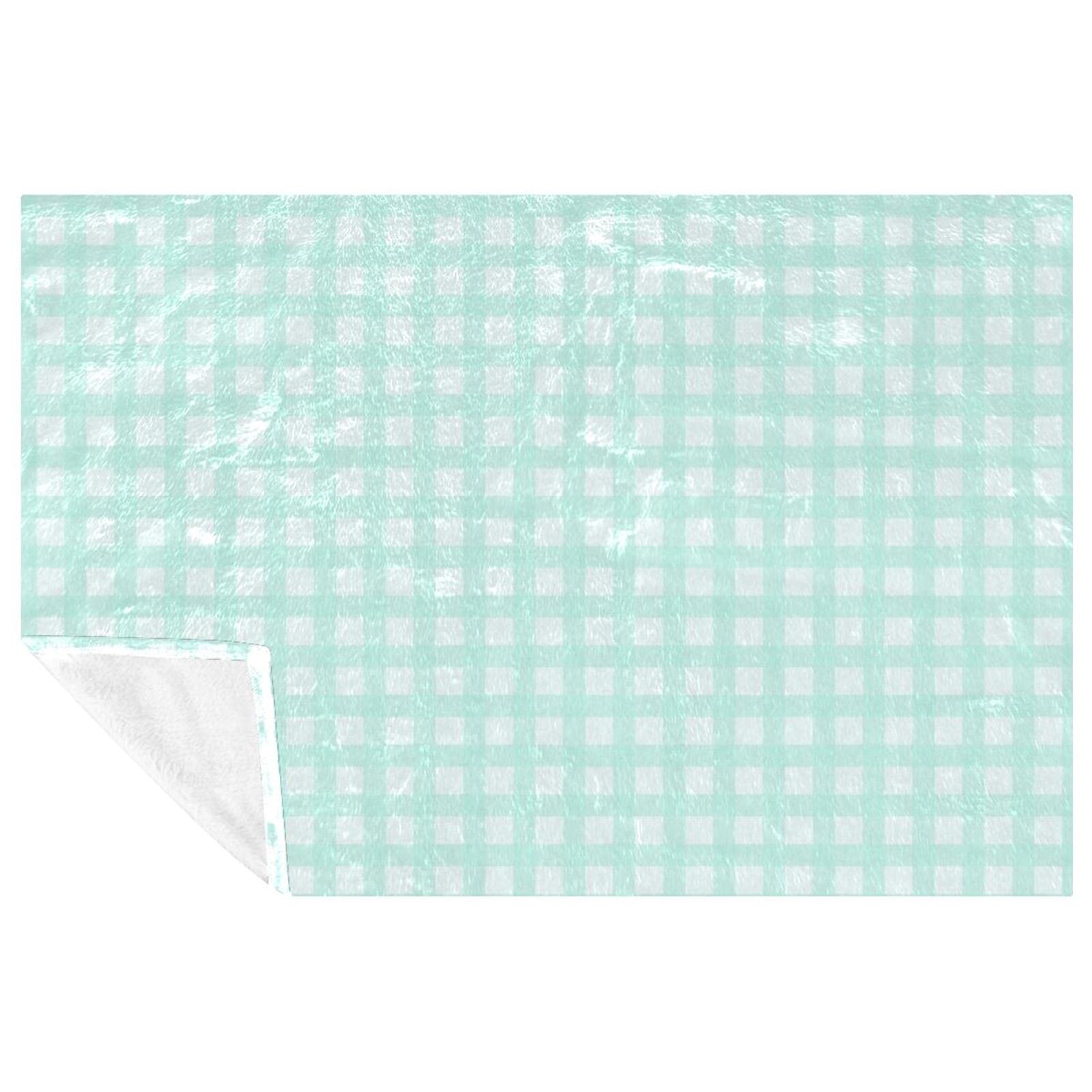 Couverture plaid de pique-nique et camping motif carreaux vert menthe