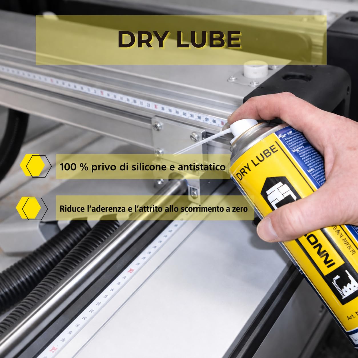 INNOTEC Dry Lube Lube - 2 lubrificanti a secco 500 ml - PTFE Spray senza silicone e grasso, pellicola lubrificante trasparente, antistatico, impermeabile, registrato NSF riduce l'attrito e l'usura