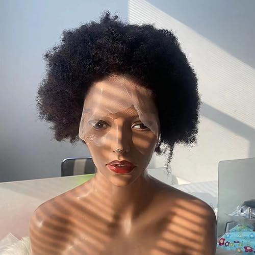 Miniatura 7 de Quella Peluca de cabello humano afro de encaje completo de los años 70 afro rizado 4c 4b pelucas HD transparente y marrón encaje natural raya libre