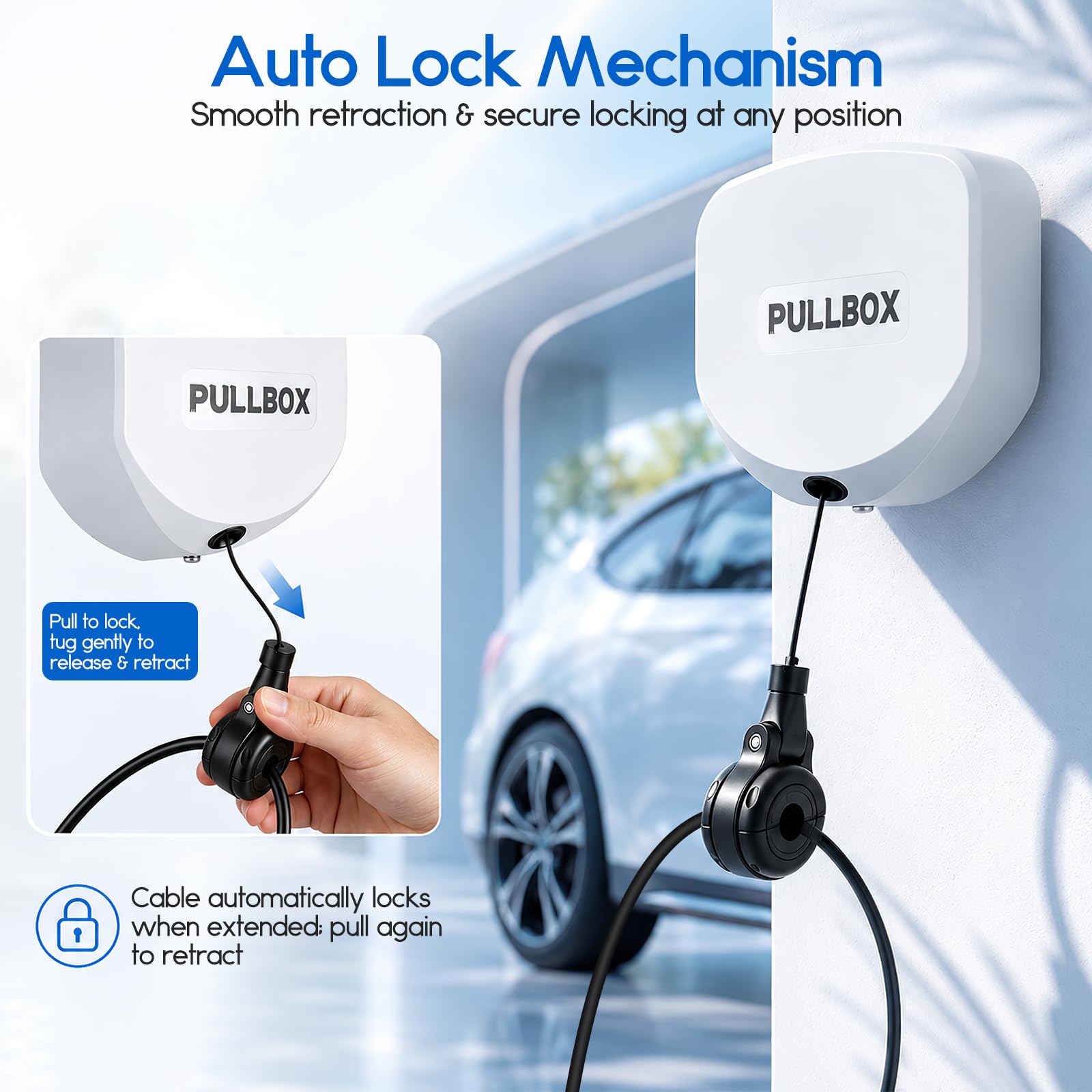 Avvolgicavo, Supporto Automatico per Cavo Wallbox Supporto con Cavo Retrattile Avvolgicavo per Ricarica EV a Parete per Cavi Gestione Automatica dei Cavi per Veicoli Elettrici