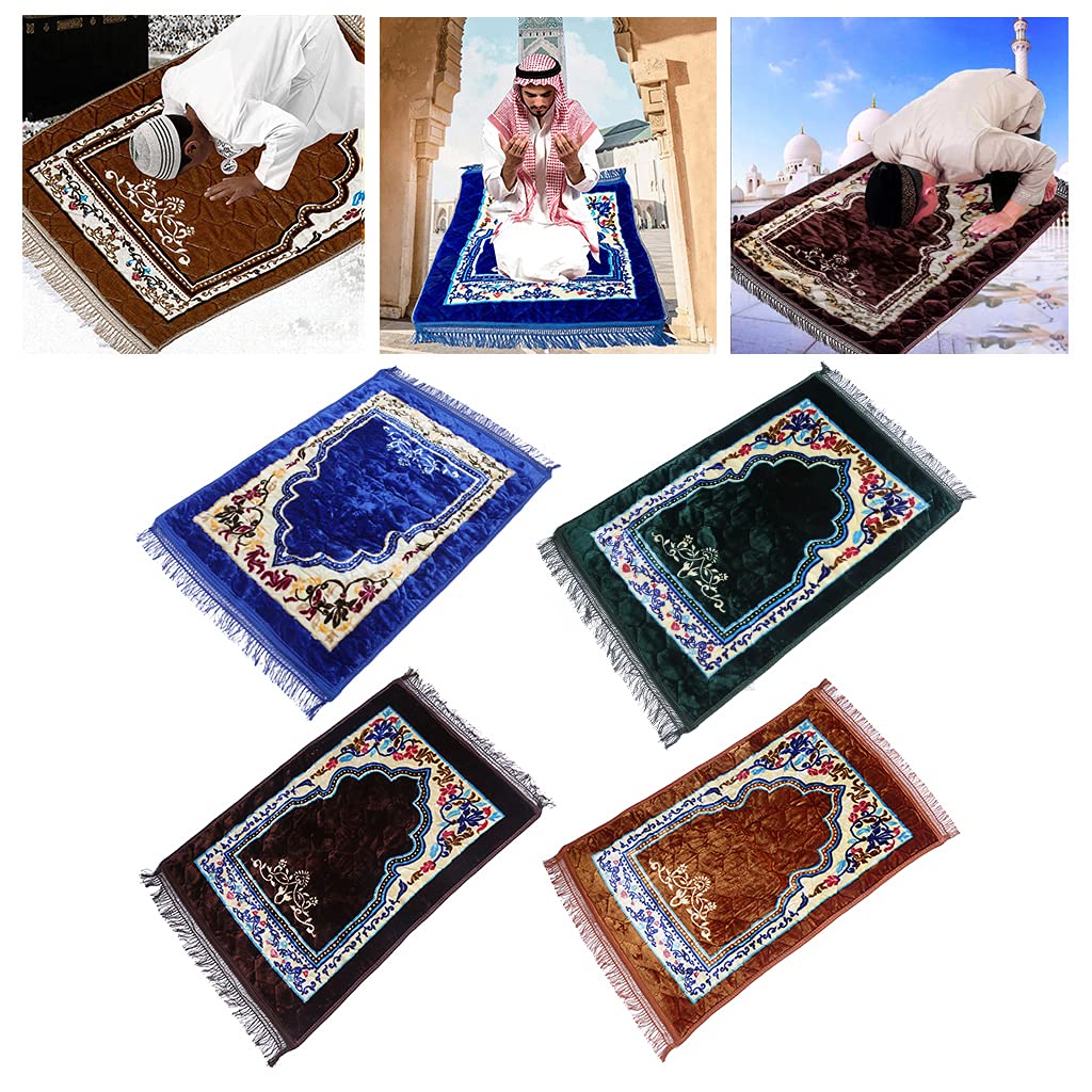 Tapis de prière épais en flanelle Motif floral