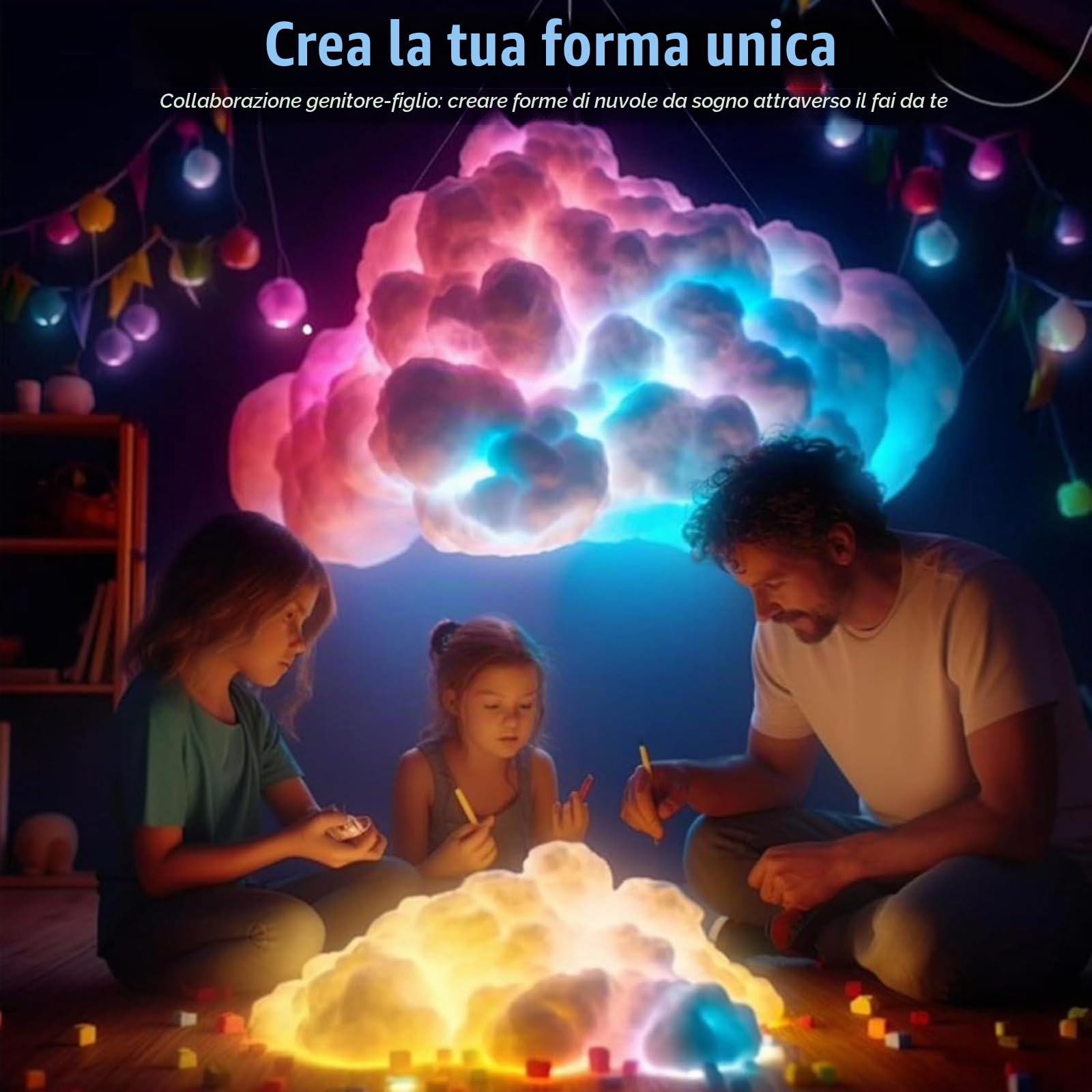 Generico Lampada da soffitto a forma di nuvola LED RGB 3D, luce da gioco, luce a LED a forma di nuvola di cotone soffice - Illuminazione per camera da letto e sala giochi