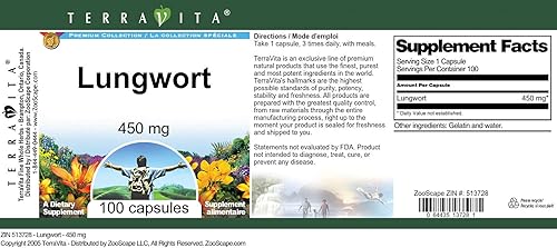 Miniatura 4 de Lungwort - 450 mg (100 Cápsulas, ZIN 513728) - Paquete de 3