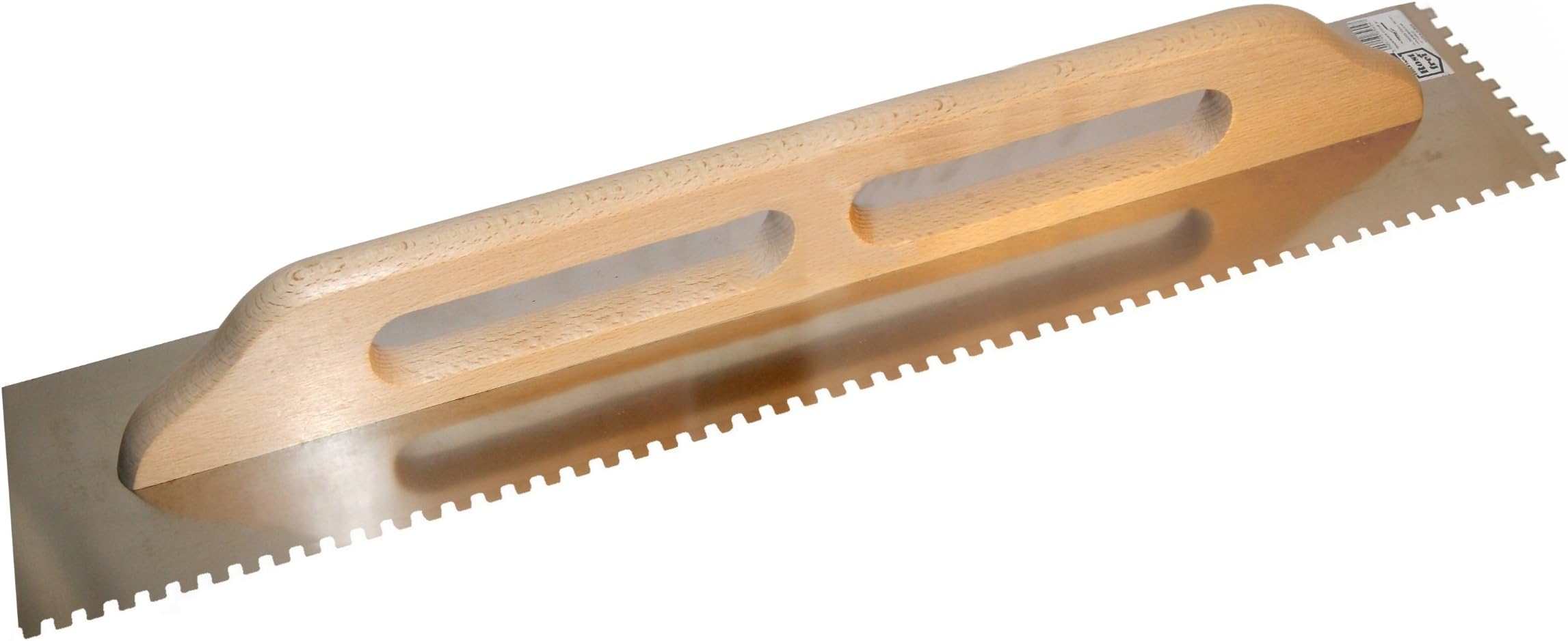 Stainless Steel Adhesive Spreading Trowel 680mm (27"), Notch 6 x 6mm. Wooden handle (5806)