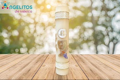 Miniatura 4 de Angelitos de Mexico Celebración Vela Primera Comunión Único Hecho a Mano Primera Comunión Cirio Vela Cáliz Uvas