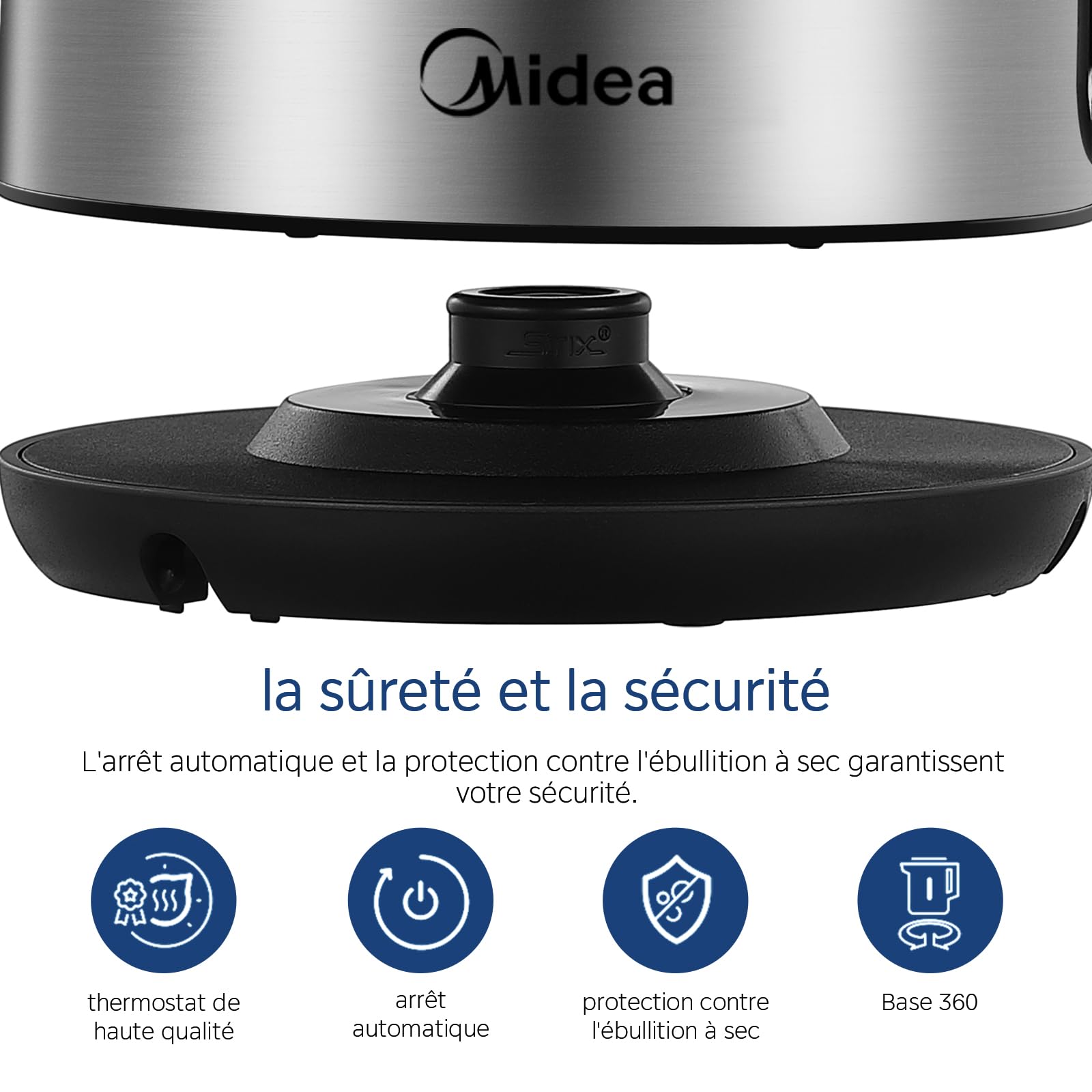 Midea Bouilloire Acier Inoxydable 1,7L 2200W MK-17S30A2 Sans BPA Chauffage Rapide