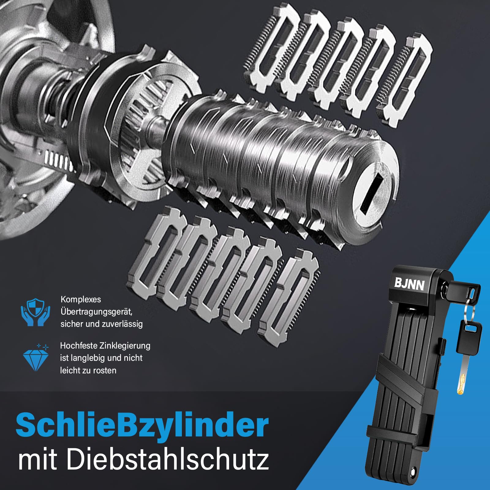 Lucchetto Pieghevole per Bici,80 cm 6 Nodi Lucchetto Bicicletta Antifurto, con Supporto e 3 Chiavi di Sicurezza, Portatile Piegatura Catena Bici, per Bicicletta, Moto，E-Scooter