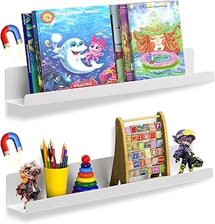 2 Pack Magnetic Book Shelf for Whiteboard - 17 Inch Reusable Metal Magne...