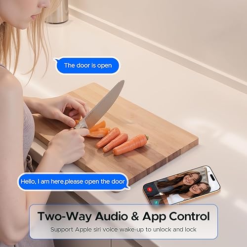 Miniatura 4 de Camcamp Cerradura de puerta inteligente, cerradura de puerta de entrada sin llave con cámara y timbre, cerradura inteligente Wi-Fi integrada para