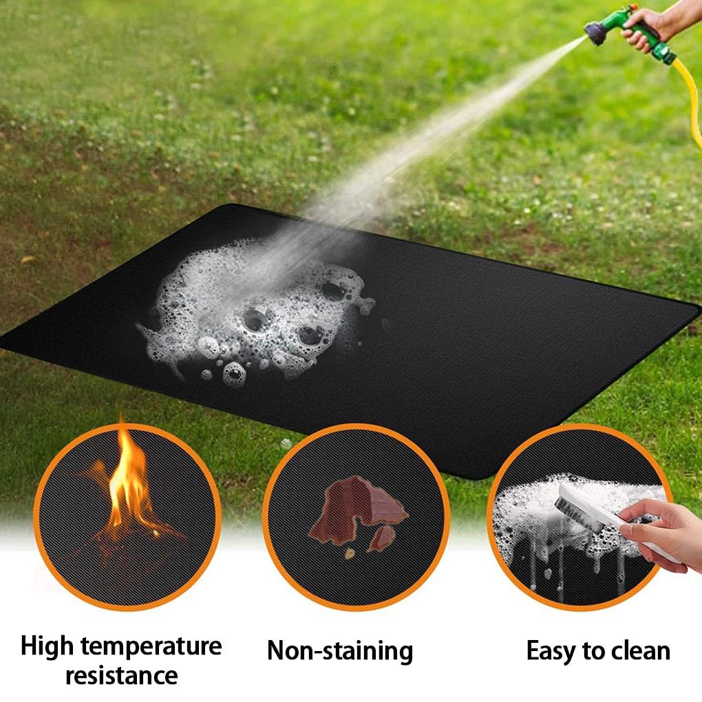 Tapis de Ignifuge pour terrasse, Tapis Polyvalent pour la Cuisine en extérieur, de Gril rectangulaire en Silicone à 3 Couches, 102 * 152CM