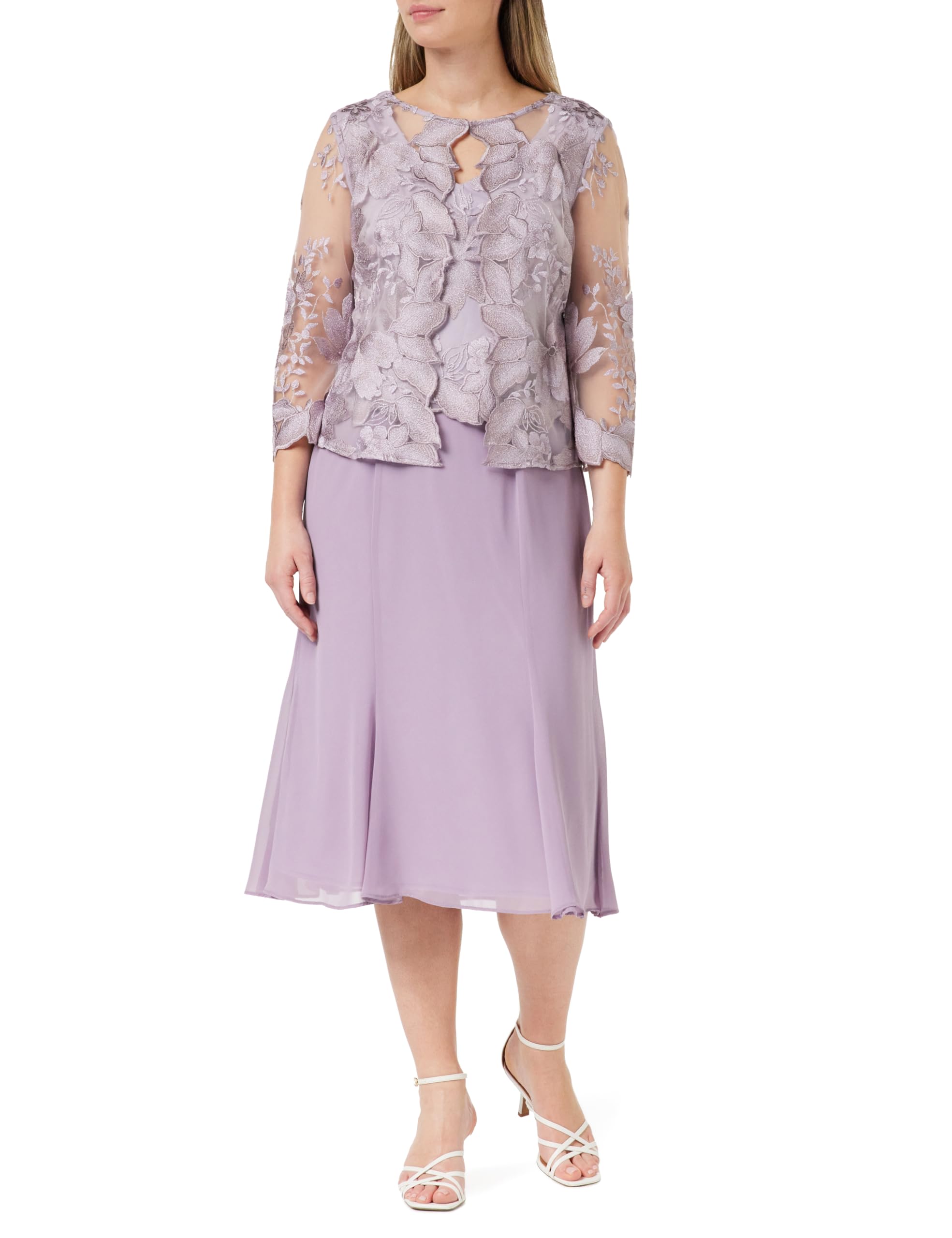 Gina Bacconi Midi Length Mock Jacket Dress, Orchid Mist, 14