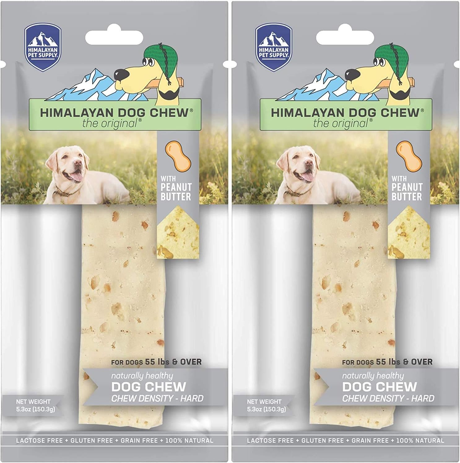 2 Pack of Peanut Butter Flavor Cheese Dog Chews, Extra Large, Long Lasting, No Lactose or Grains