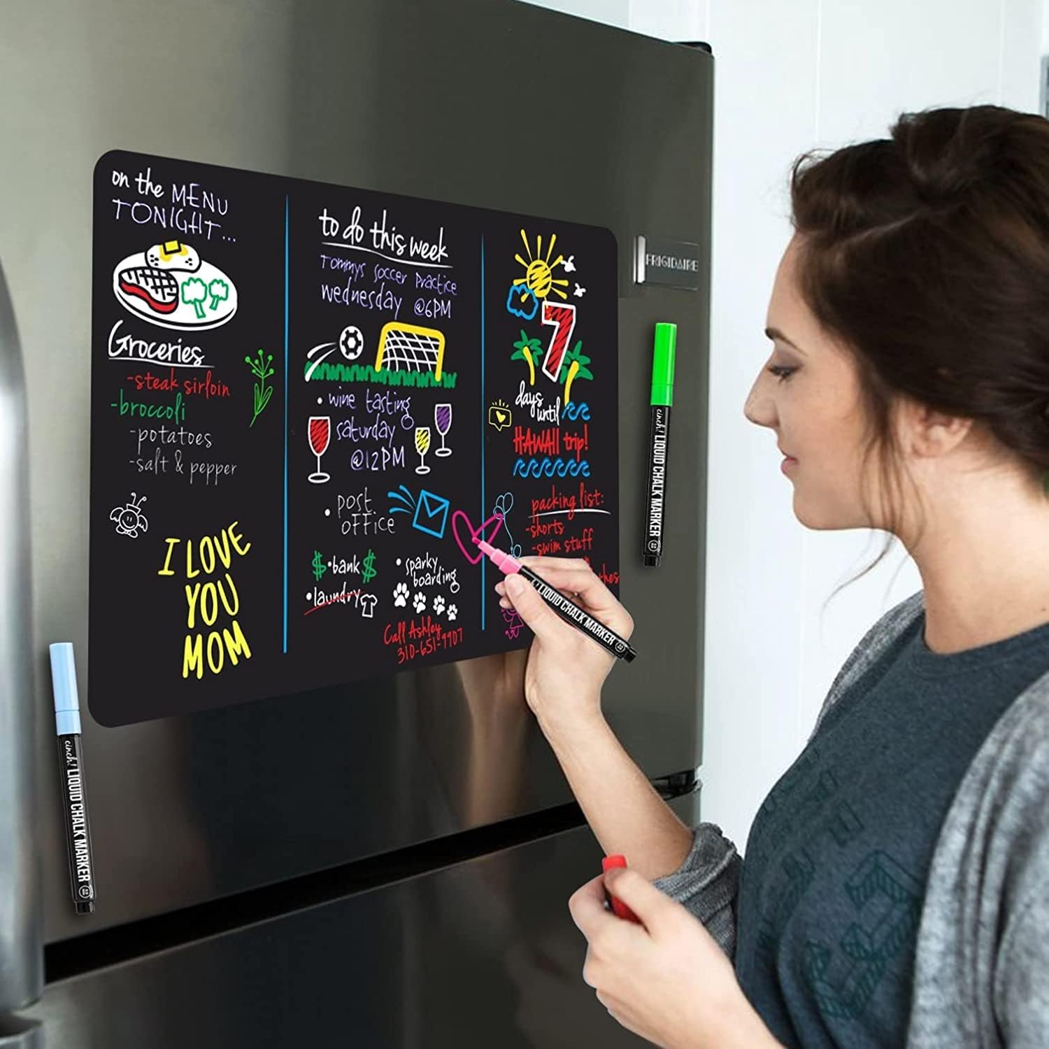 Cinch 16x11 Fridge Whiteboard w/4 Markers & Big