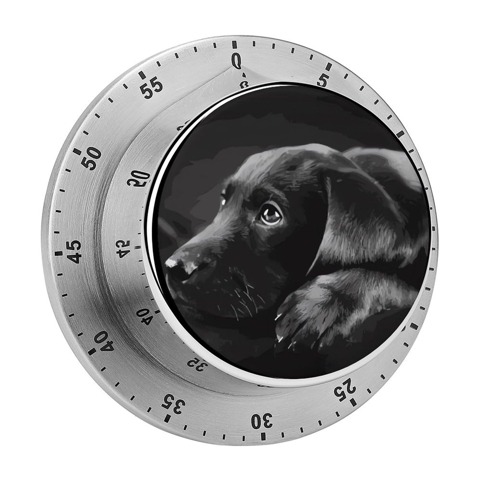 Mechanical Stainless Steel Timer Black Labrador Puppy Printed Kitchen Timer Heavy Duty Mechanical Timer Cooking Timers for Kitchen for Exercise, Baking, Playtime Or Work