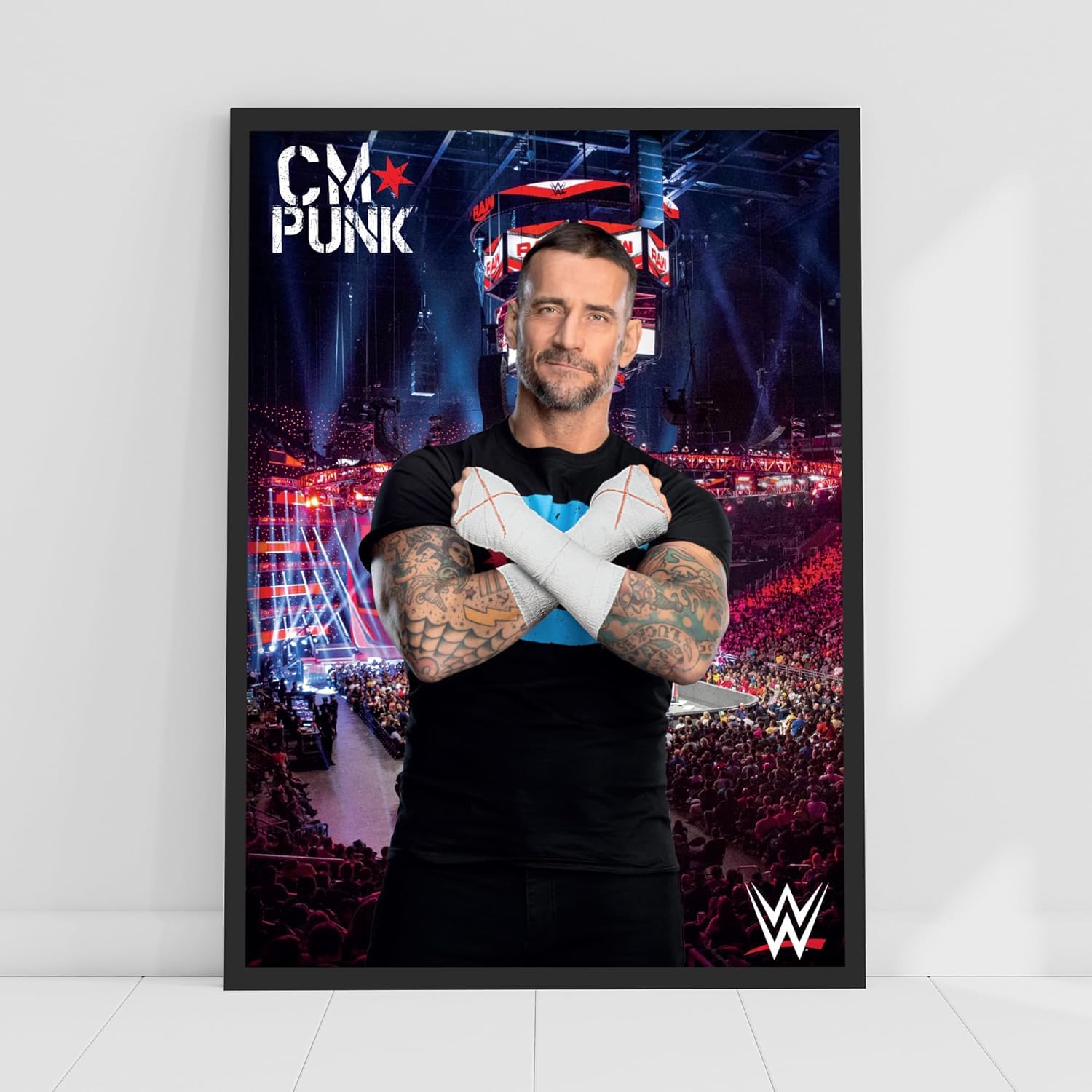 Themed Black Wwe Print - Cm Punk Crowd Poster Wrestling Wall Art (42Cm X 59.4Cm - A2)