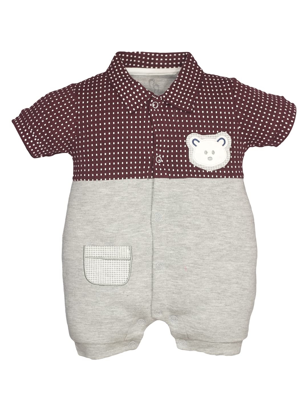 BABY GOBabyGo Half Sleeves Baby Romper| 100% Cotton Rompers for New Born Baby| Baby Dress | Onesies| 3-6M| GREY| Infant Clothes