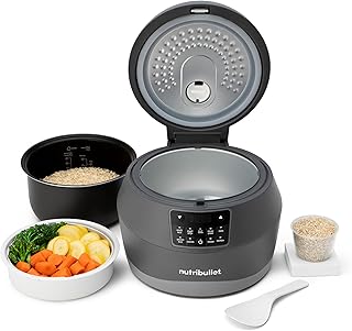 nutribullet EveryGrain Cooker – Multifunctional Rice and Cereal Steamer, 10 Measuring Glasses, 5 Auto Programs, 12 Hour Wa…