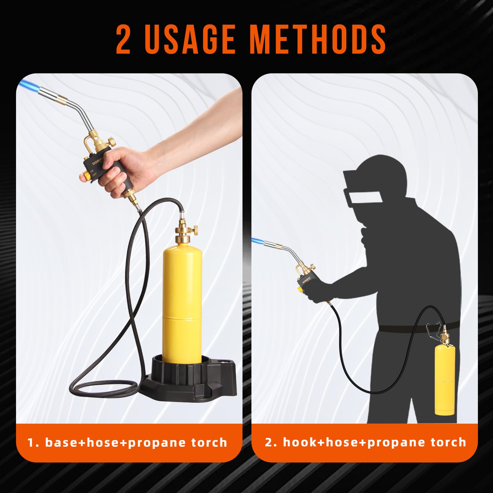 Torcia a propano con tubo da 1,5 m, base e clip per cilindro, torcia a gas per propano e Mapp, kit torcia a gas MAPP per saldatura, saldatura, cottura (non incluso serbatoio del gas)