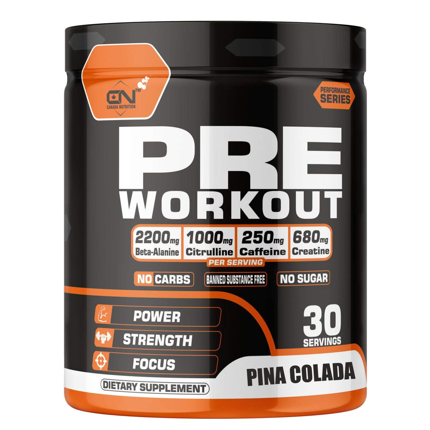 Canada Nutrition Hardcore Preworkout | Lean Muscles Building | Strength | Mental Focus | Energy Boost | Powerful Pumps | Creatine Monohydrate, Beta Alanine, AAKG, Caffeine | Next Generation Preworkout Formulation for Men & Women [30 Servings, Pina Co (B09NLRRH5F) Amazon Price History, Amazon Price Tracker