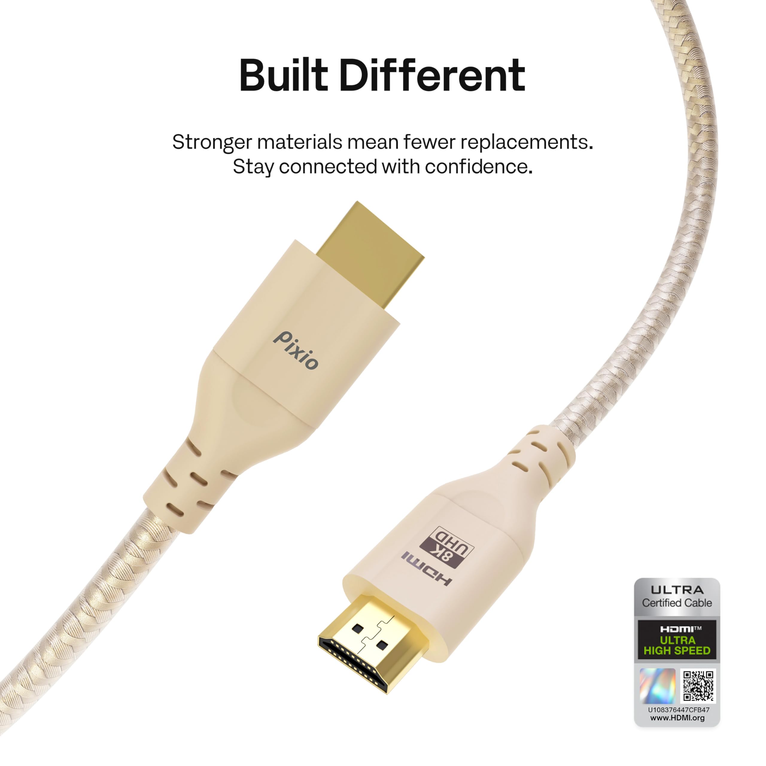 Pixio Cavo HDMI 2.1 Blu 8K – 3,5 Metri, Ultra HD, 48 Gbps, Nylon Intrecciato, Connettori Placcati Oro, HDR10+, EARC - 4