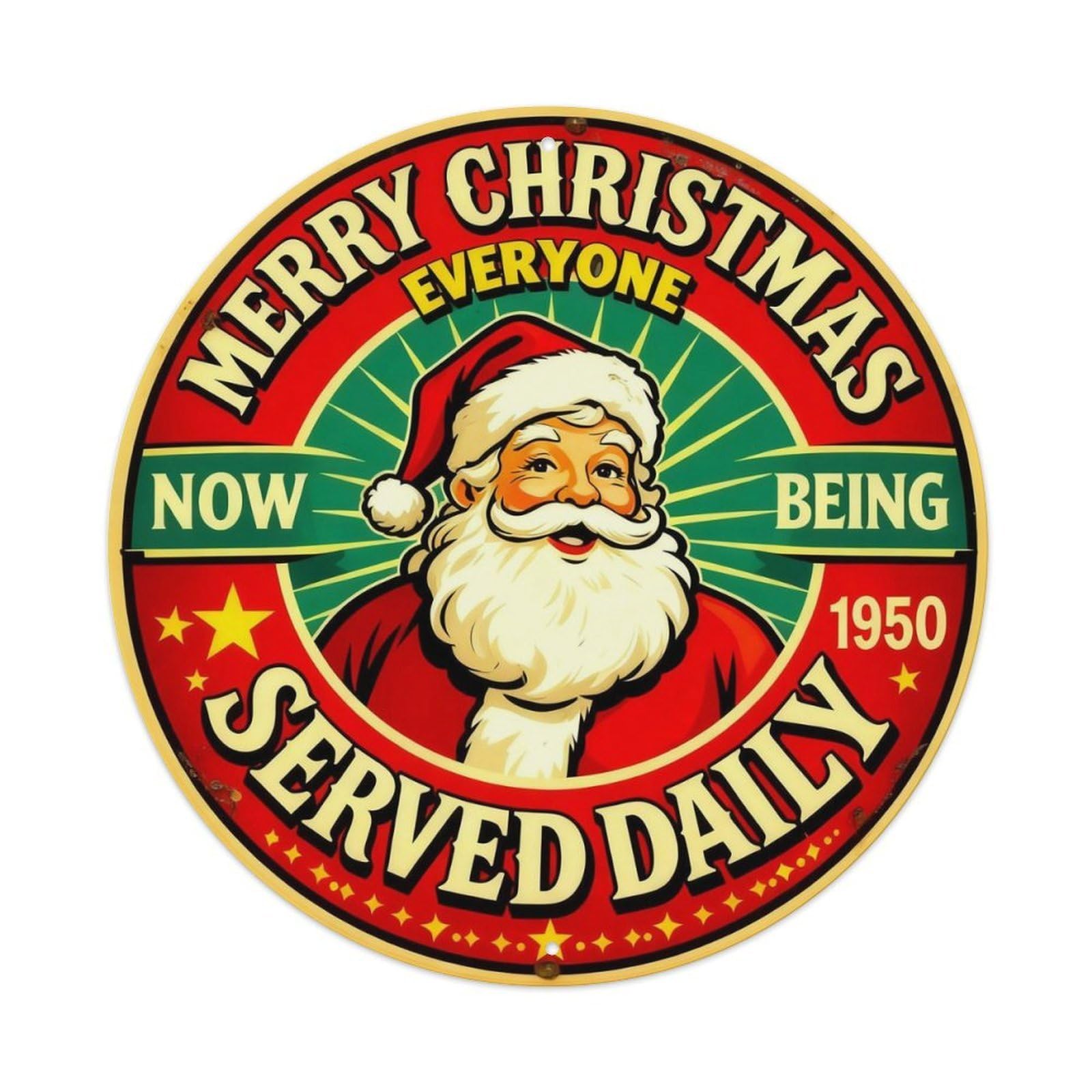 Vintage Christmas Santa Tin Sign Metal Tin Sign Plaque