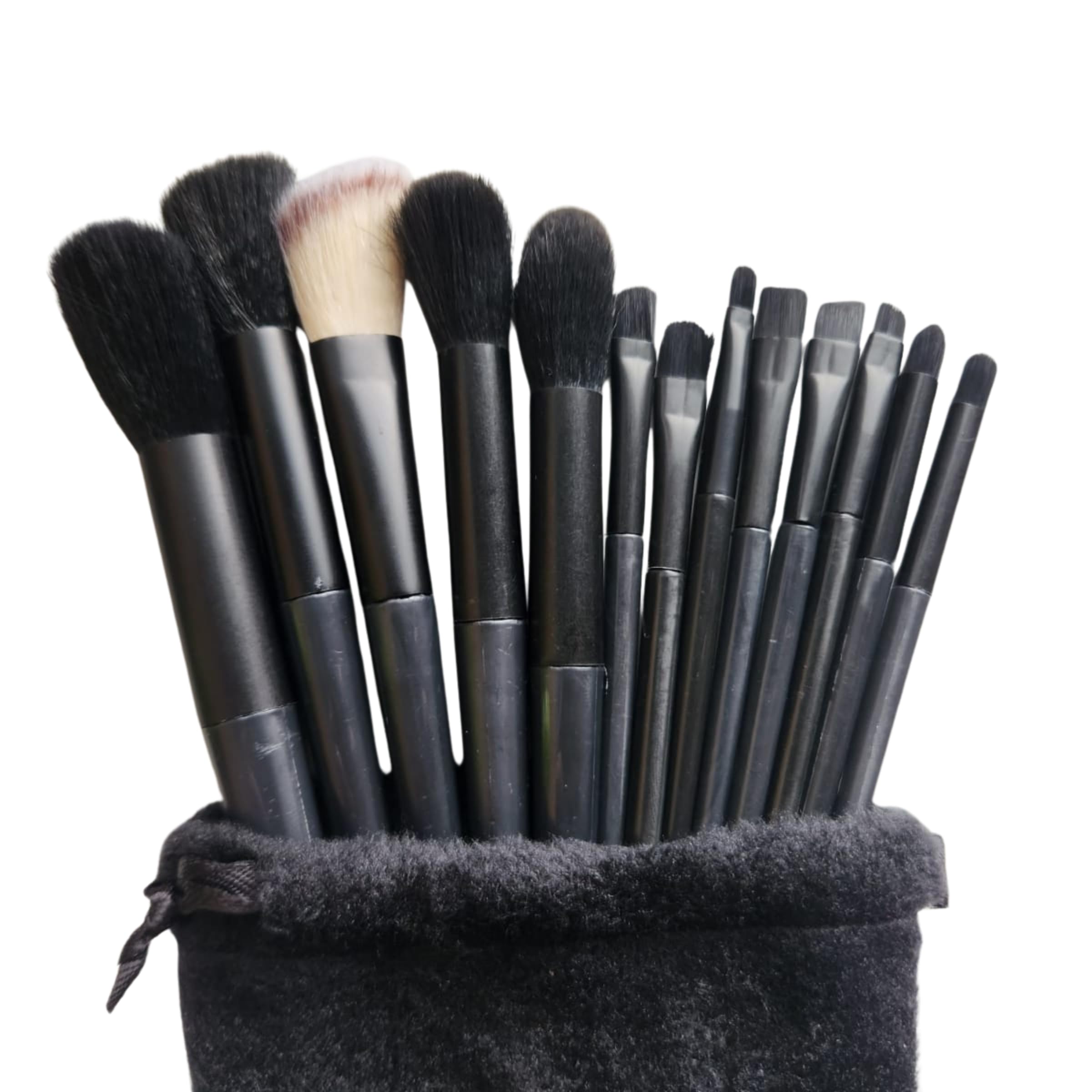 MI CHIC 13-Piece Professional Makeup Brush Set with Travel Bag - Premium Synthetic Brushes for Face, Contour, Blush, Eyeshadow, Eyebrow, Concealer and Lip (Black)