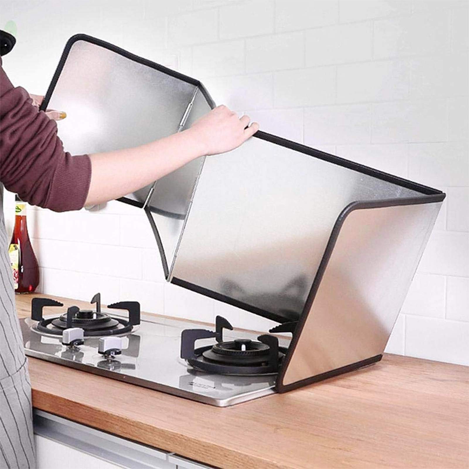 Protection anti-éclaboussures pour four pliable Cuisine 40 cm de hauteur Plaque de protection de cuisine pliable Protection anti-éclaboussures pour four Protection contre les éclaboussures de