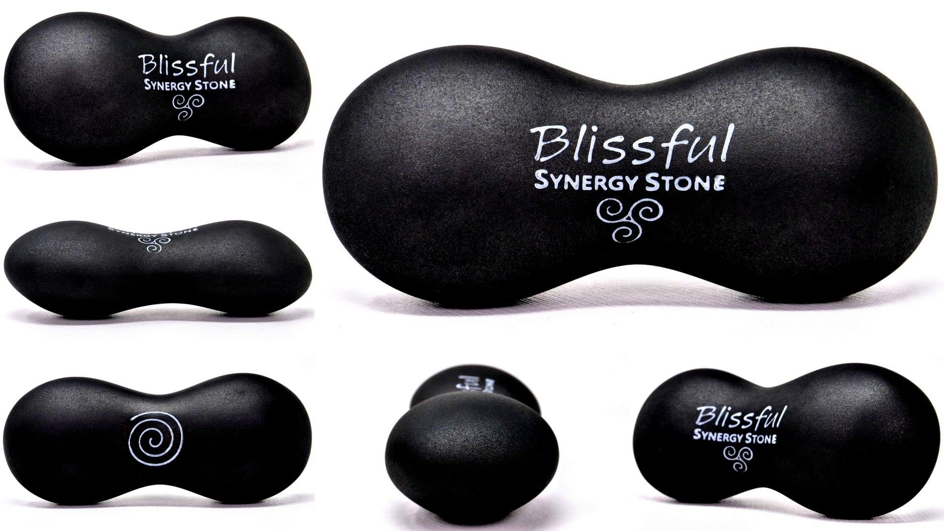 Lot de 2 pierres de synergie Blissful (Basalt Black) - Outils de massage aux pierres chaudes profilées - Chaleur profonde pour soulager les tensions musculaires - Relaxante et thérapeutique - Surface
