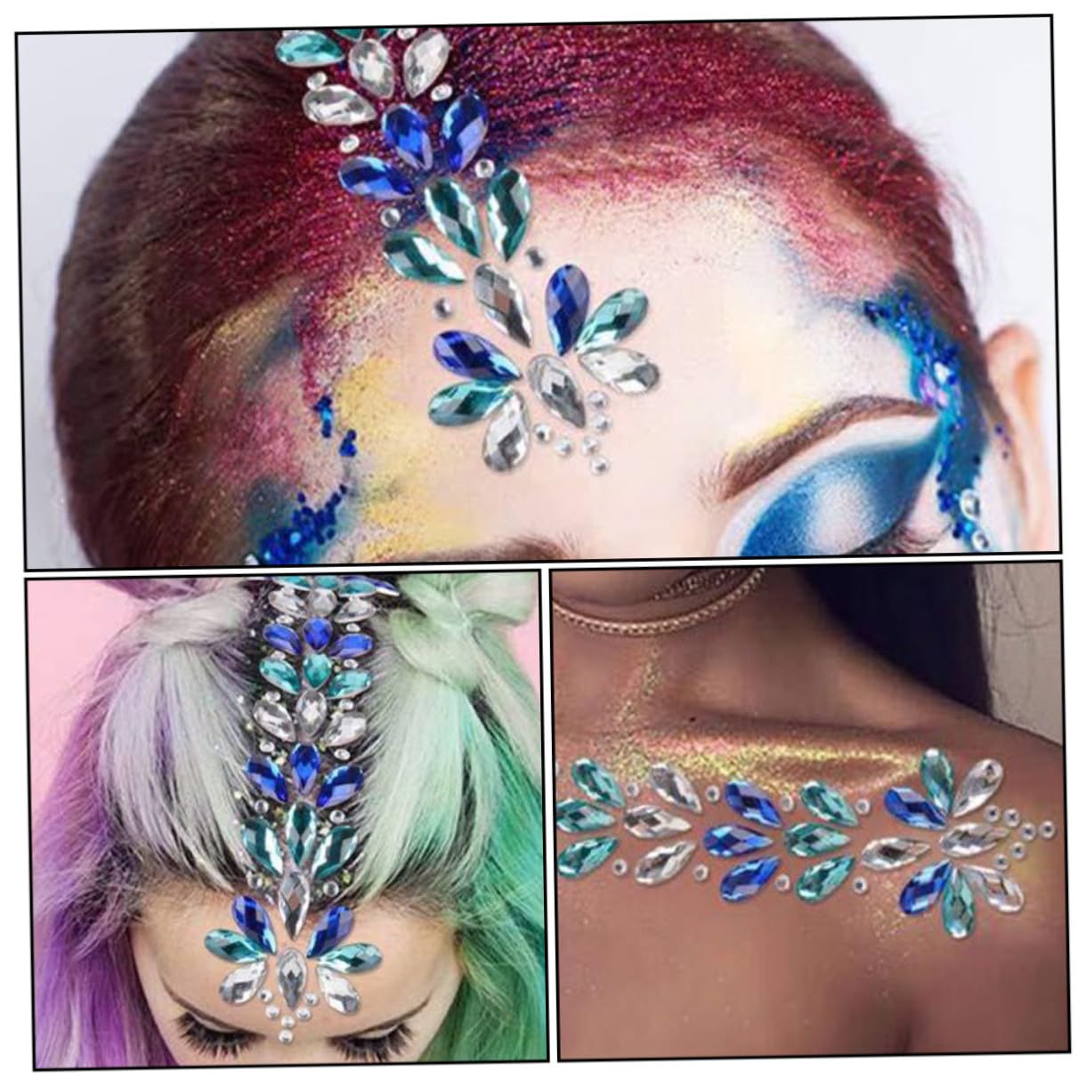 FRCOLOR 10piezas Pegatinas Para Maquillaje y Fiesta Adornos Faciales De Acrílico Para Mujeres Para y