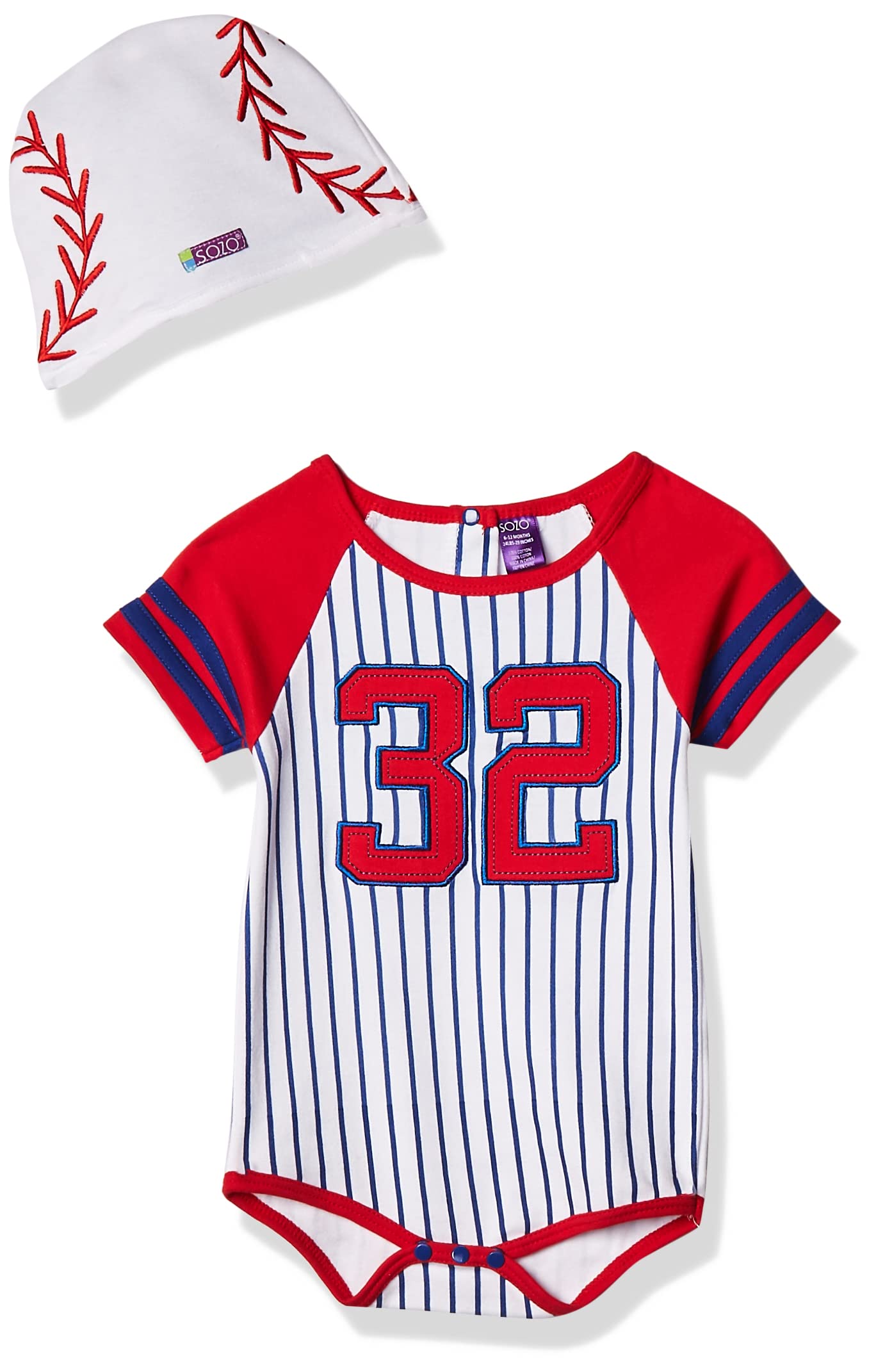 Sozo Baby-Boys Newborn Baseball Bodysuit And Cap Set