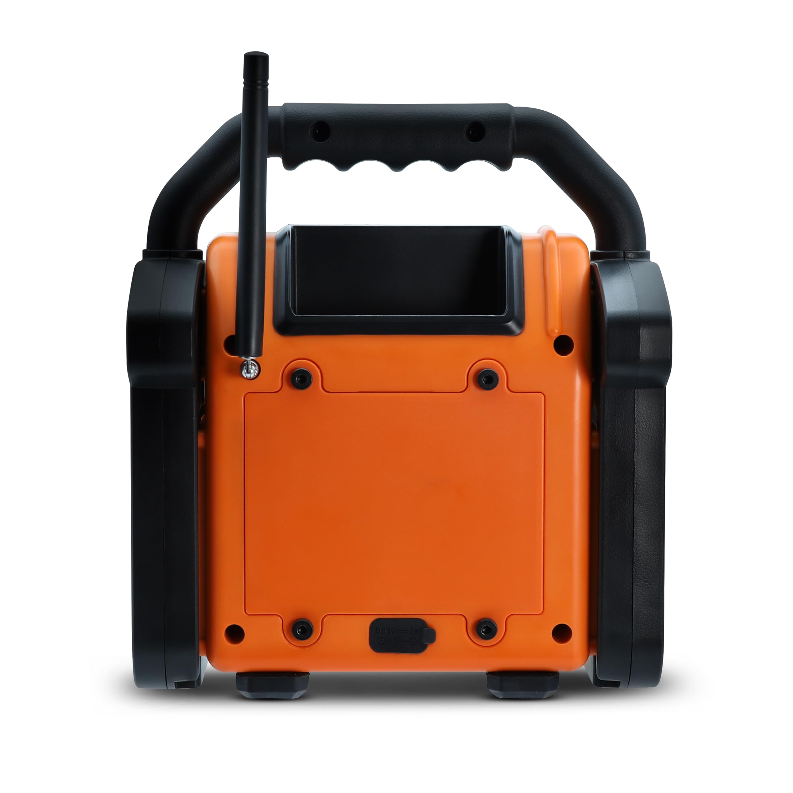 METRONIC 477227 Radio de Chantier FM Bluetooth avec Batterie Rechargeable de Secours - Robuste Résistante aux Chocs, à la poussières, aux éclaboussures - Orange