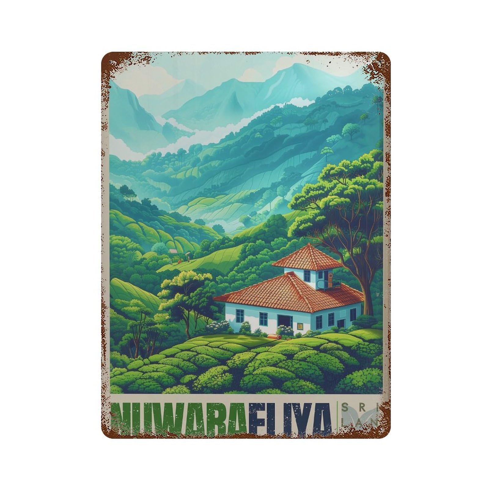 xiaoxiaoshen Nuwara Eliya Travel Pedro Tea Estate Sri Lanka Home & Office Decor Wall Decor Art Metal Tin Poster Modern Home Decor Art Home Bar Shop Decorations Vintage Sign 40x30cm