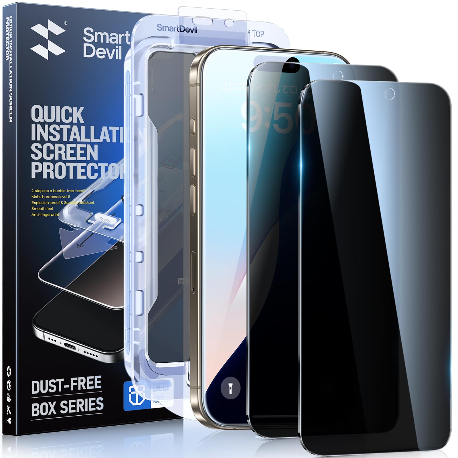 SMARTDEVIL 2PACK for iPhone 16 Pro Max Privacy Screen Protector Shatterproof Tempered Glass [True 28°Anti Spy] [9H Hardness] [Auto Dust-Elimination Install] [Bubble Free]Global Recycled StandardGlobal Recycled StandardGlobal Recycled Standard