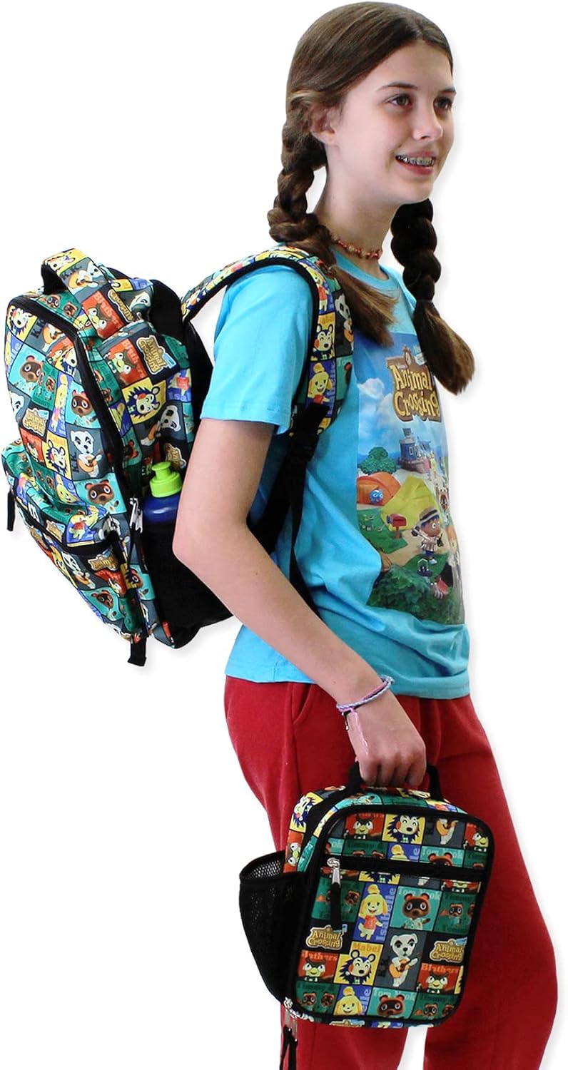 Nintendo Animal Crossing Kids 16 Inch School Backpack (One Size, Black)