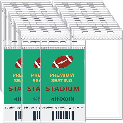 Patelai 4 x 8 Inch Plastic Badge Holder Bulk Clear Vinyl ID Protector Sleeves Card Ticket Credential Badge Sleeves Vertical Waterproof Badge Holder Name Tag Holder for Sporting Events (100 Pcs)
