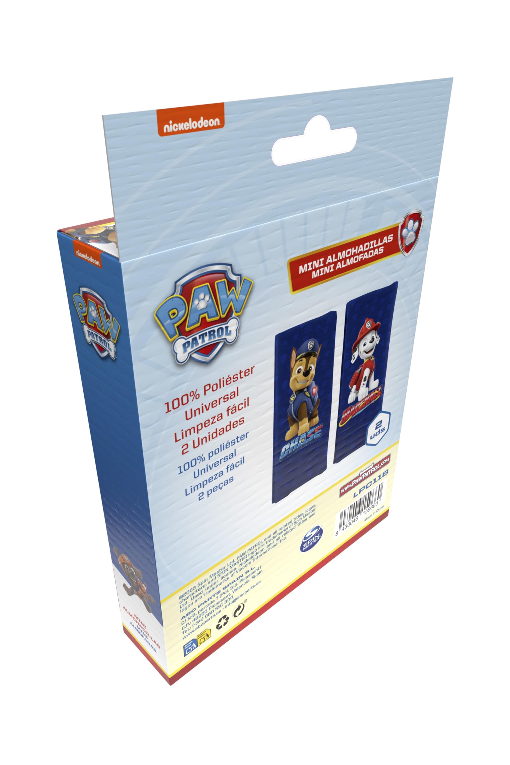 PAW PATROL Zestaw 2 mini nakładek na pasek dla chłopców z Chase i Marshallem nakładki na pas dziecięcy z figurkami Chase i Marshall. Idealne do pasów bezpieczeństwa dzieci. Wyjątkowo wygodne i