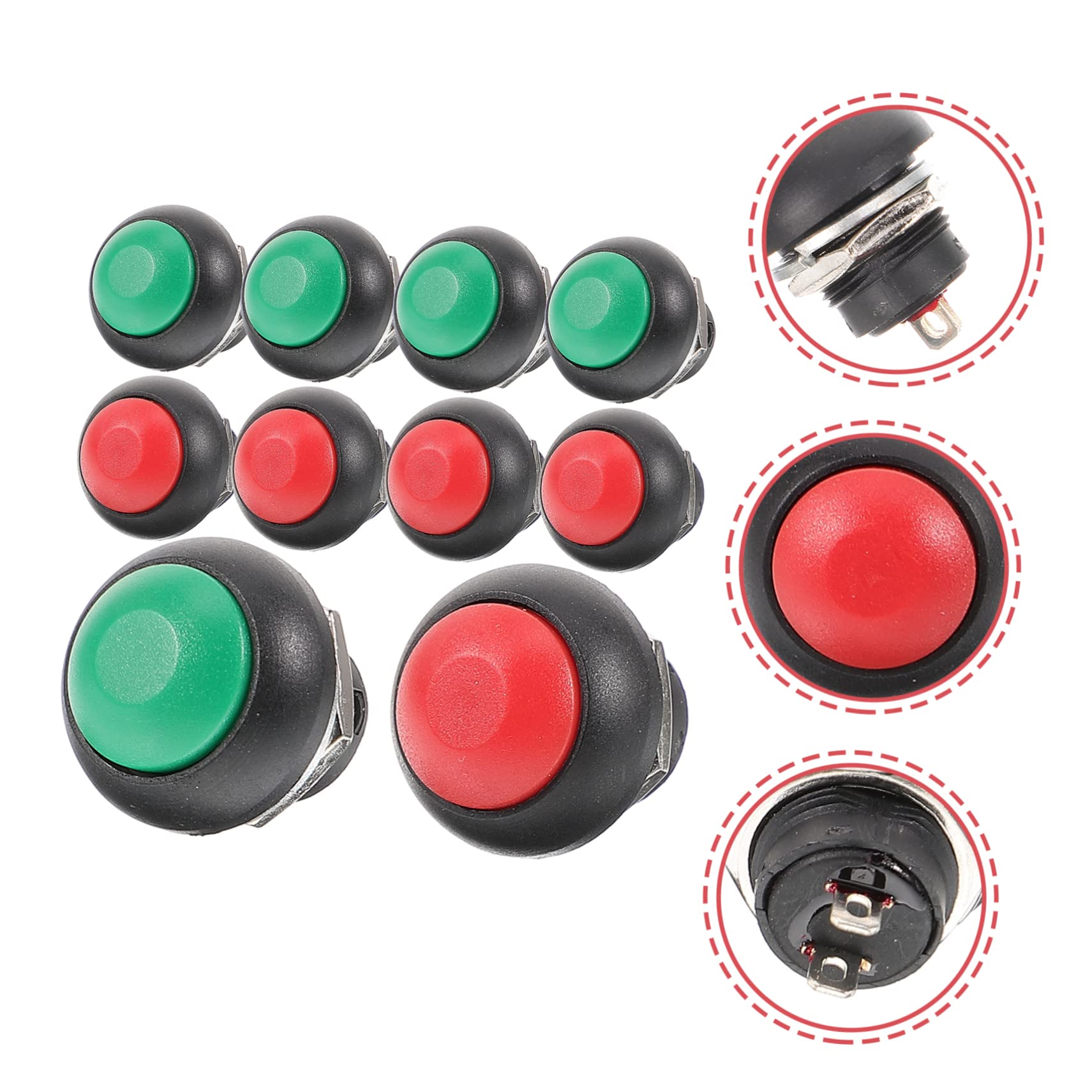 HOMSFOU 50pièces Bouton De Sonnette Auto-réinitialisant Étanche Kit De Boutons Rouges Verts Pour Remplacement Facile Les Bureaux Écoles Et Événements Pour Utilisation Sans Pression
