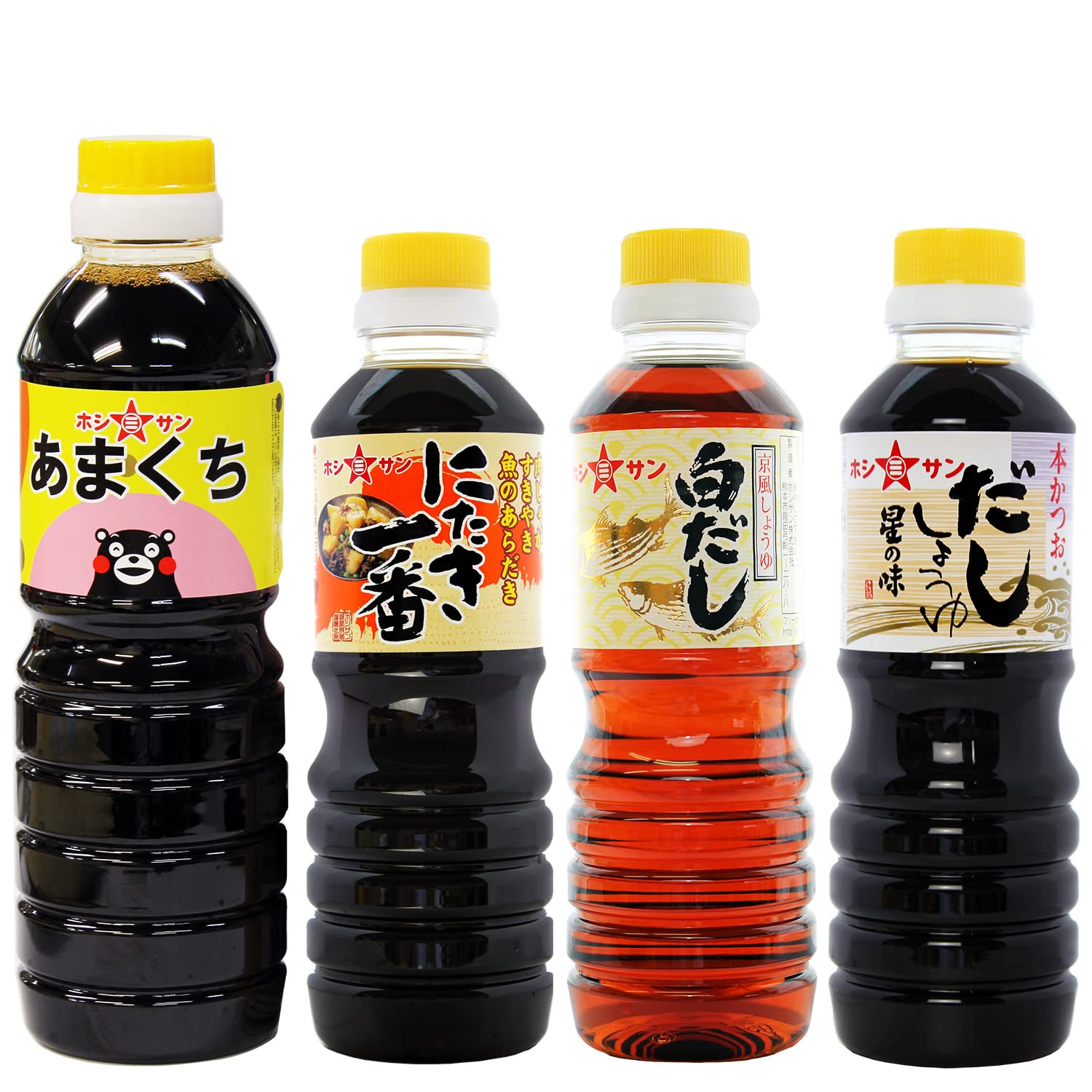 ホシサン 九州醤油 お試しセット (あまくち醤油 500ml にたき一番 白だし だし醤油 各360mlの4本セット)