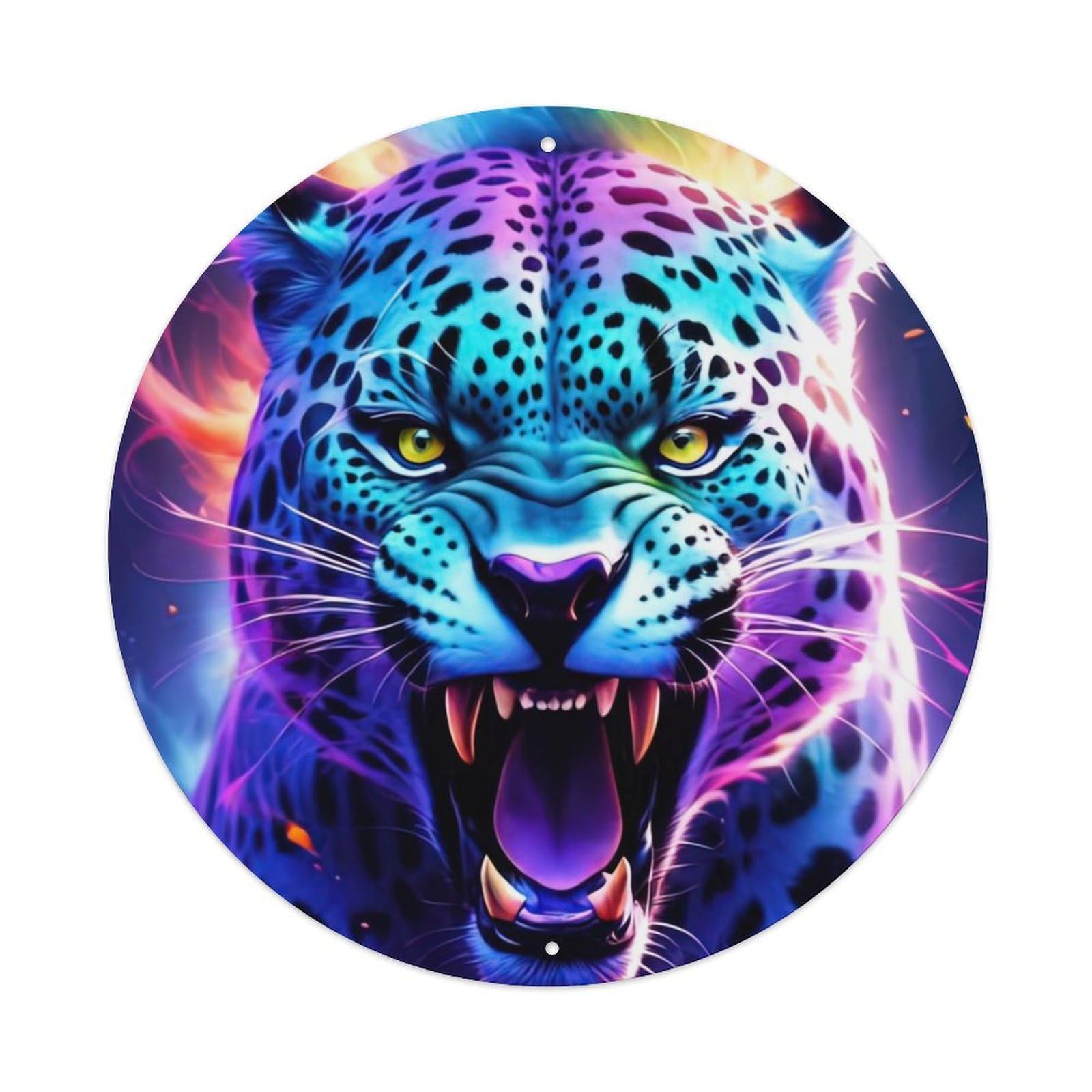 Wildlife Artwork Roaring Snow Leopard Metal Tin Sign