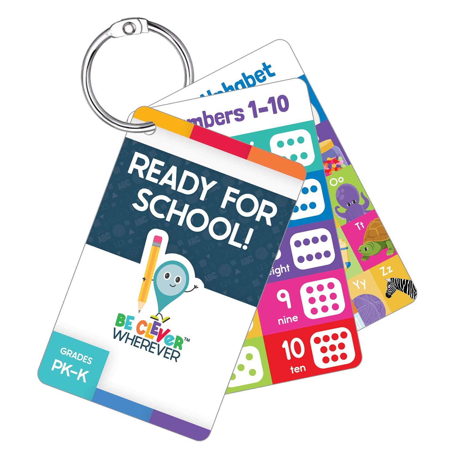 Amazon.com: Carson Dellosa Be Clever Wherever Things on Rings Ready for  School! PreK-Kindergarten, Book Ring and Early Learning Alphabet, Numbers,  Seasons, Colors, Shapes, Sight Words Flash Cards (16 pc) : Everything Else